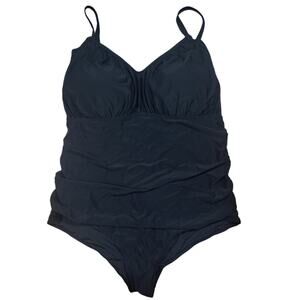 Aqua Eve Swimsuit for Women Tummy Control One Piece Black Bathing Suit Size 26W